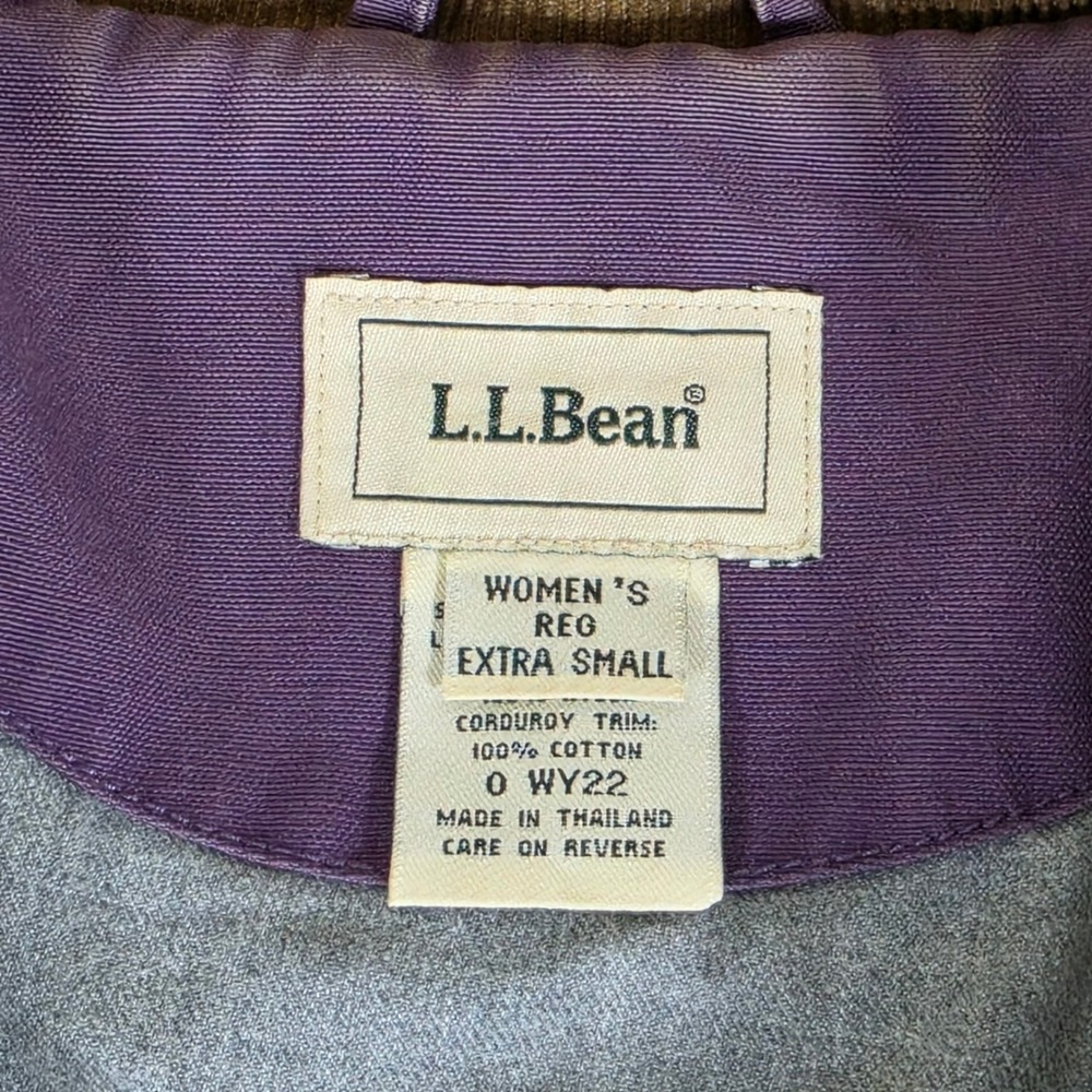 Vintage LL Bean Womens Purple Lined Canvas Barn Jacket Corduroy Trim XS Fall - Picture 3 of 9